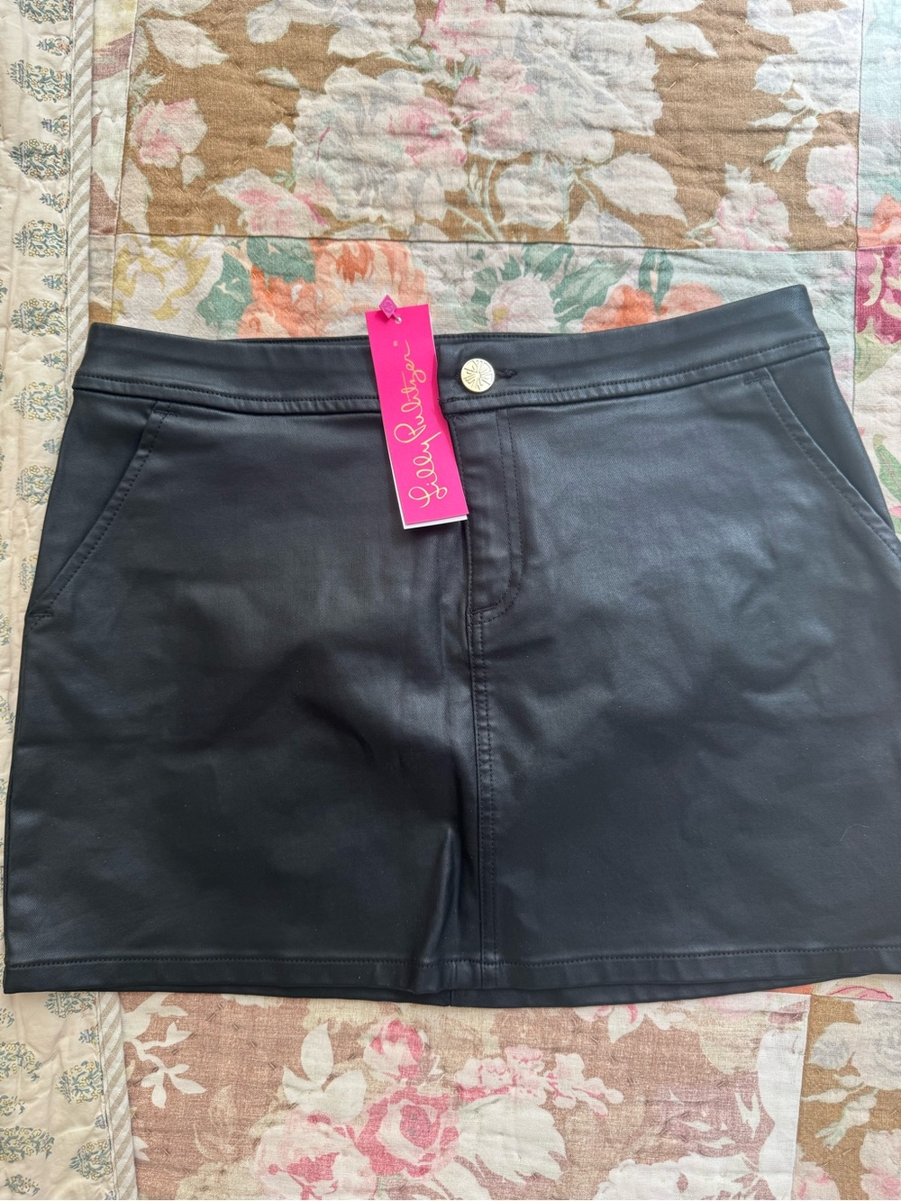 Lilly Pulitzer Black Faux Leather Women’s Shorts - Classic Mini Skort